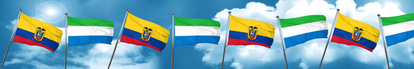 Ecuador flag with Sierra Leone flag, 3D rendering