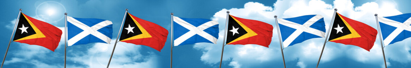 east timor flag with Scotland flag, 3D rendering