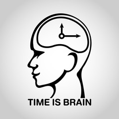 stroke brain logo vector icon design, time is brain