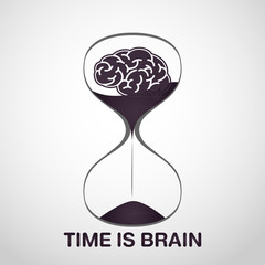 stroke brain logo vector icon design, time is brain