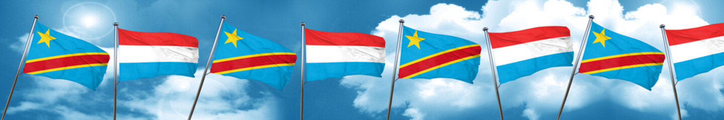 Democratic republic of the congo flag with Luxembourg flag, 3D r