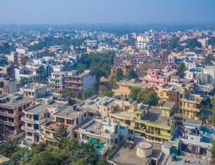 Aerial panorama of typical asian city