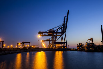 Fototapeta na wymiar Container terminal in the evening