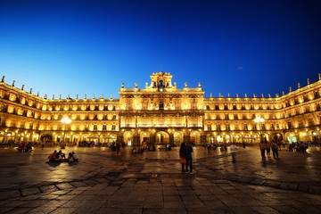 Plaza Mayor(main square) in Salamanca, Castilla y Leon, Spain - obrazy, fototapety, plakaty