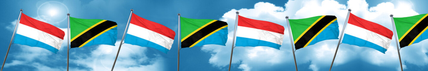 Fototapeta na wymiar Luxembourg flag with Tanzania flag, 3D rendering