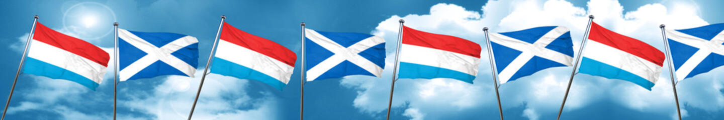 Fototapeta na wymiar Luxembourg flag with Scotland flag, 3D rendering