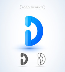 Vector abstract letter D logo template. Origami paper style