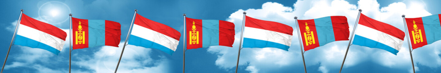 Luxembourg flag with Mongolia flag, 3D rendering