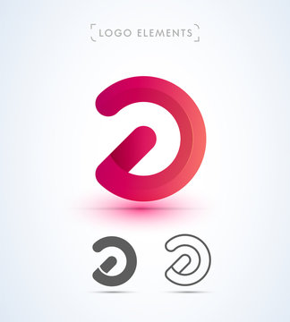 Abstract logo elements. Can be used as letter D or switch off icon. Origami paper style