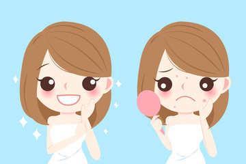 Obraz premium cartoon woman with acne