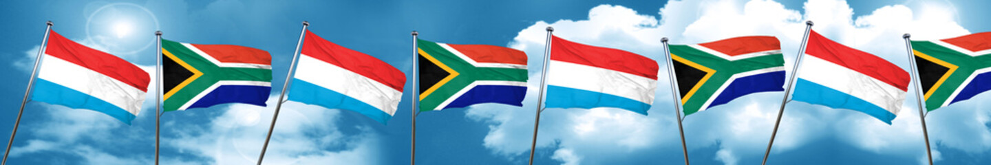 Fototapeta na wymiar Luxembourg flag with South Africa flag, 3D rendering