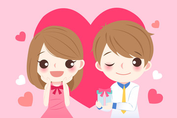 Fototapeta premium cute cartoon couple with heart