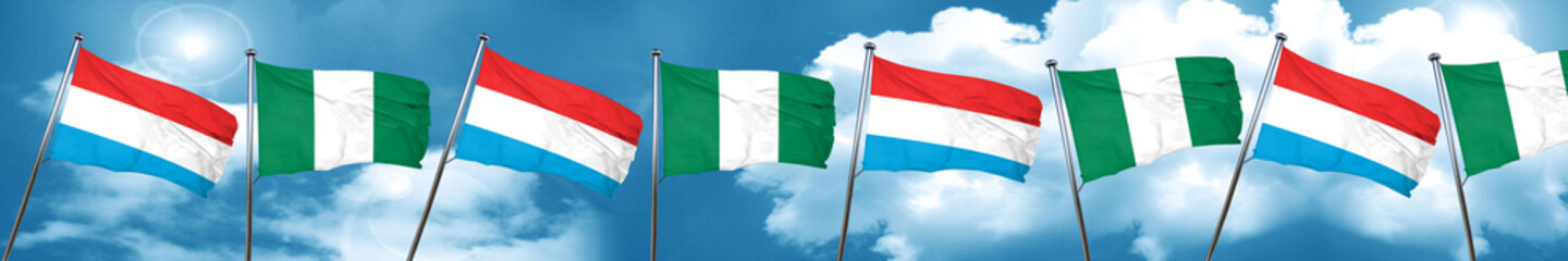 Fototapeta na wymiar Luxembourg flag with Nigeria flag, 3D rendering