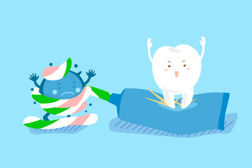 cute cartoon tooth use paste