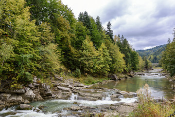 Carpathian Mountains, Yaremche, Ivano-Frankivska oblast, Ukraine. Mountain river.
