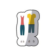 sticker color silhouette with sport clothes vector illustration