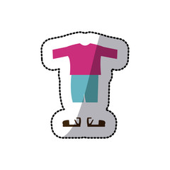 sticker color silhouette with male clothing pijama short vector illustration