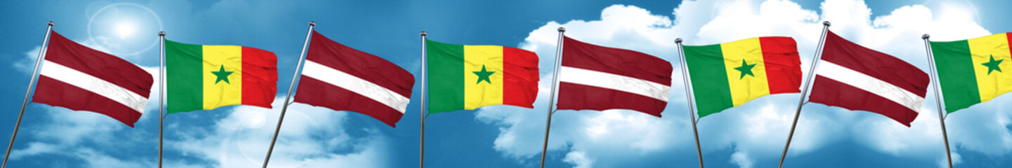 Fototapeta na wymiar Latvia flag with Senegal flag, 3D rendering