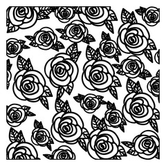silhouette pattern roses floral design vector illustration