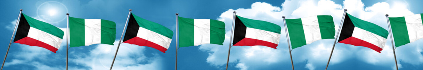 Fototapeta na wymiar Kuwait flag with Nigeria flag, 3D rendering