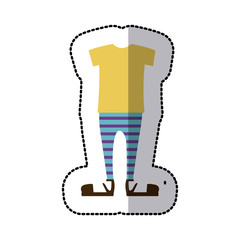 sticker color silhouette with male clothing pijama vector illustration