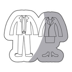sticker silhouette with formal suit clothing vector illustration