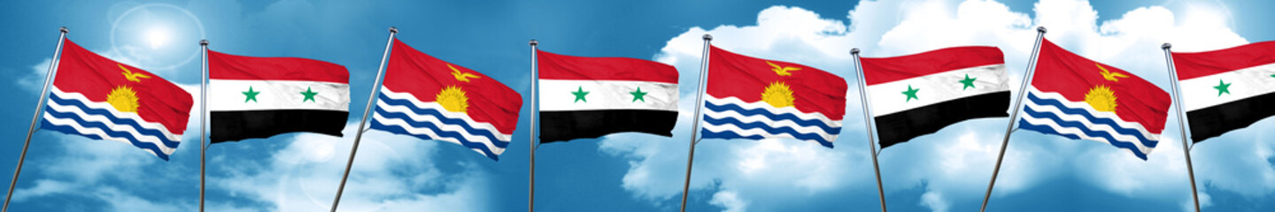Fototapeta na wymiar Kiribati flag with Syria flag, 3D rendering