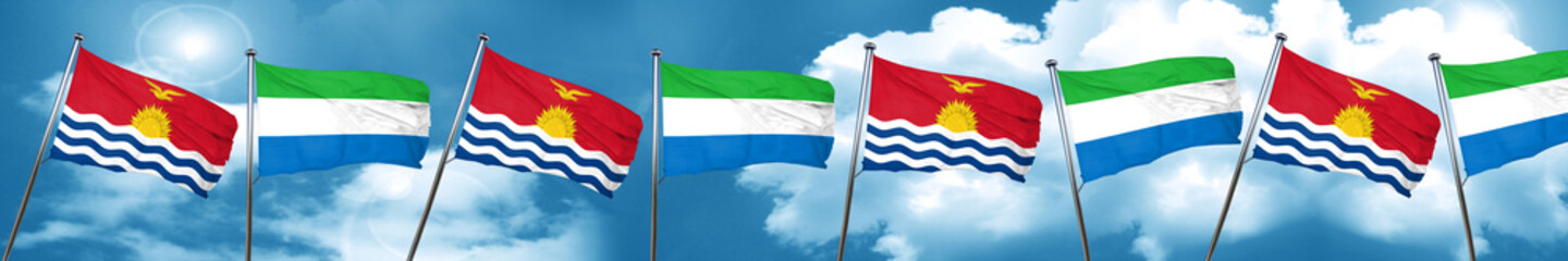 Fototapeta na wymiar Kiribati flag with Sierra Leone flag, 3D rendering