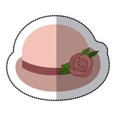 pink bowler hat with lace roses retro design vector illustration vector illustration