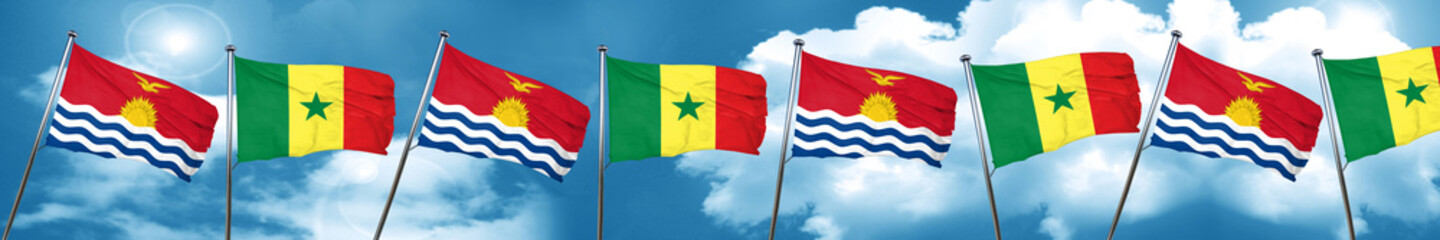 Fototapeta na wymiar Kiribati flag with Senegal flag, 3D rendering