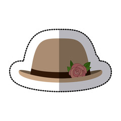 sticker lace hat roses bowler retro design vector illustration