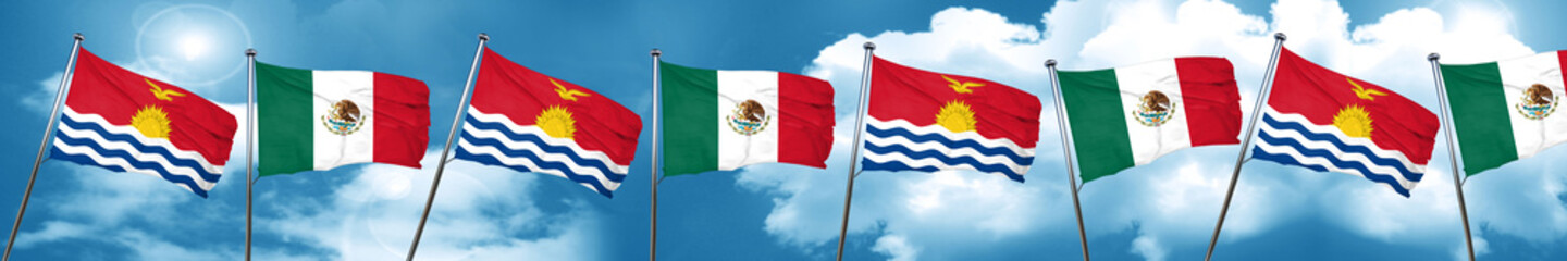 Kiribati flag with Mexico flag, 3D rendering