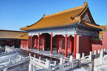 Buildings of Forbidden City in winter