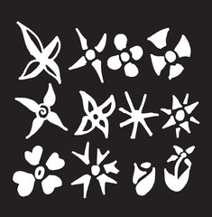Obraz premium Set of flower doodles on blackboard eps10