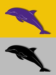 silhouette dolphin, vector draw