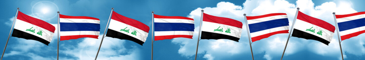 Iraq flag with Thailand flag, 3D rendering