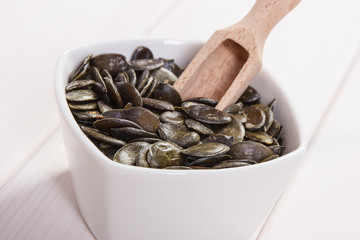 Pumpkin seeds containing zinc and dietary fiber, healthy nutrition