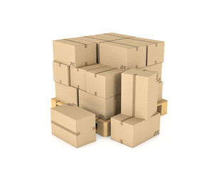 Rendering of several carton boxes stacked evenly on a double-decked pallet