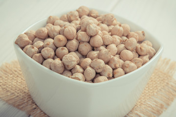 Vintage photo, Chickpeas containing zinc and dietary fiber, healthy nutrition