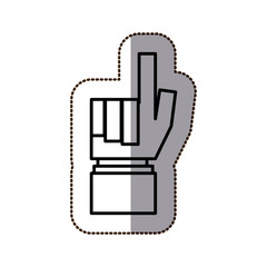 black silhouette contour sticker with hand pointing up one finger vector illustration