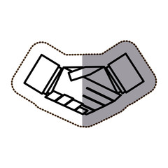 Fototapeta na wymiar black silhouette contour sticker with greeting of hand vector illustration