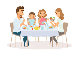 Family eating meal