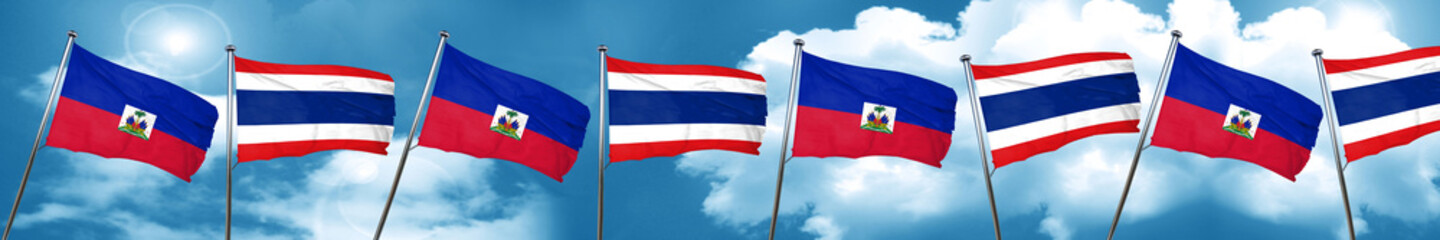 Fototapeta na wymiar Haiti flag with Thailand flag, 3D rendering