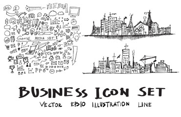 Business Cityscape doodles vector illustration eps10