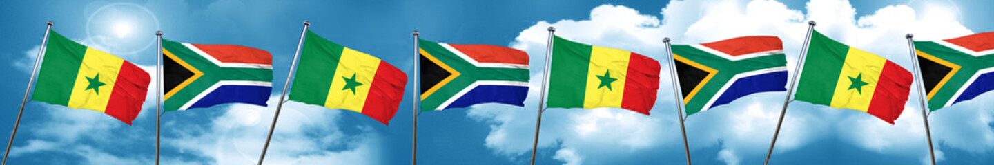 Obraz na płótnie Canvas Senegal flag with South Africa flag, 3D rendering