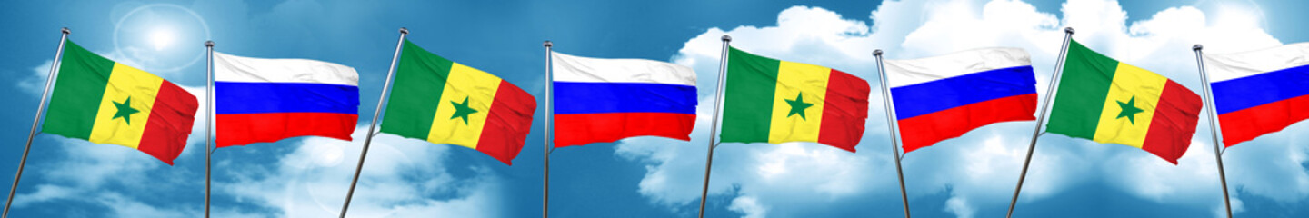 Senegal flag with Russia flag, 3D rendering