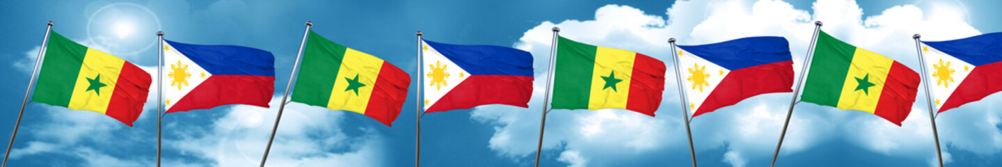 Senegal flag with Philippines flag, 3D rendering