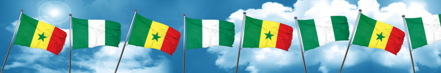 Fototapeta na wymiar Senegal flag with Nigeria flag, 3D rendering