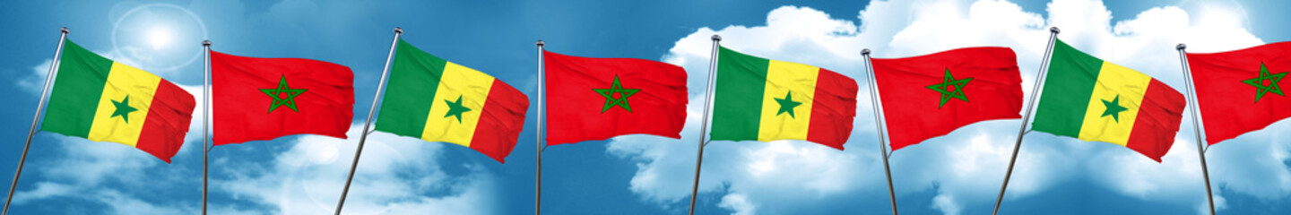 Senegal flag with Morocco flag, 3D rendering