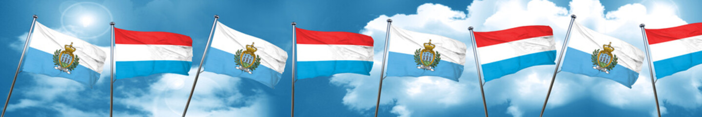 san marino flag with Luxembourg flag, 3D rendering